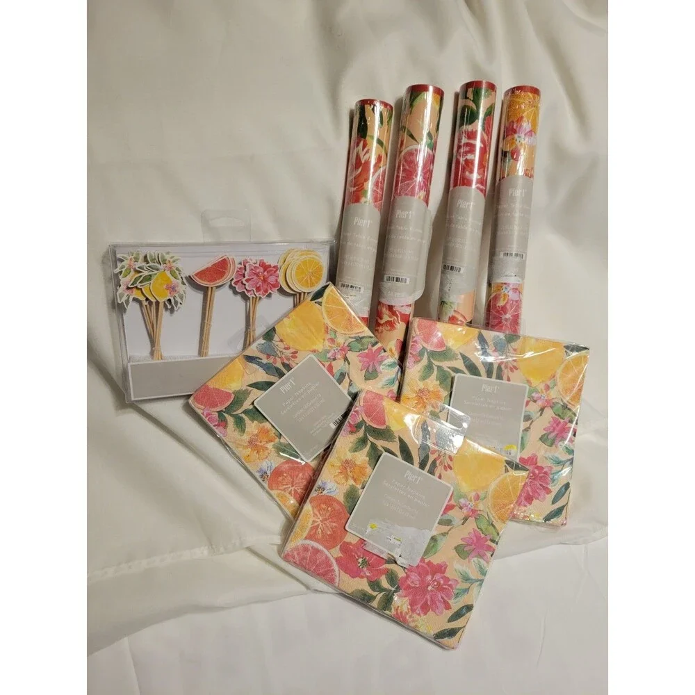 Pier 1 Import Paper Table Runner, Table Napkins  And  Party Picks Set Of 8